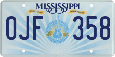 MS license plate OJF358