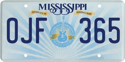 MS license plate OJF365