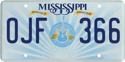 MS license plate OJF366