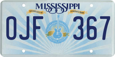 MS license plate OJF367