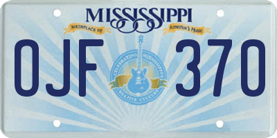 MS license plate OJF370