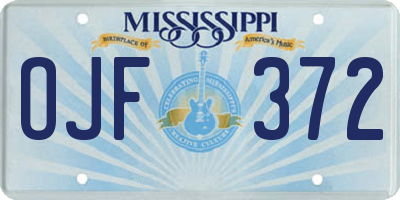 MS license plate OJF372