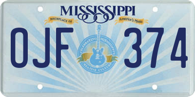 MS license plate OJF374