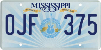 MS license plate OJF375