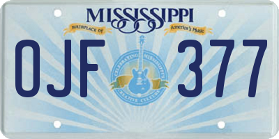 MS license plate OJF377