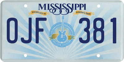 MS license plate OJF381