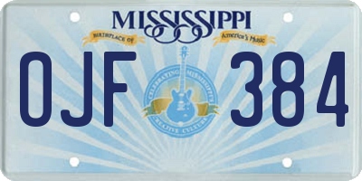 MS license plate OJF384