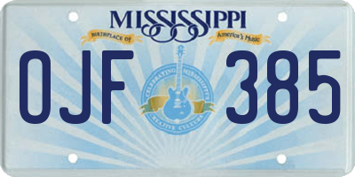 MS license plate OJF385