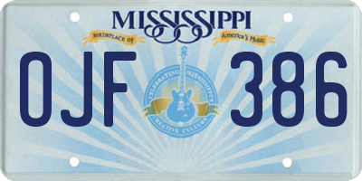 MS license plate OJF386