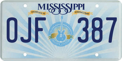 MS license plate OJF387