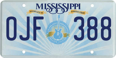 MS license plate OJF388