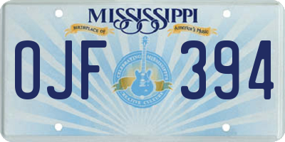 MS license plate OJF394