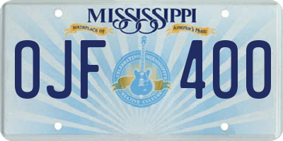 MS license plate OJF400