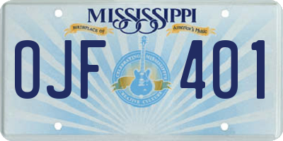 MS license plate OJF401