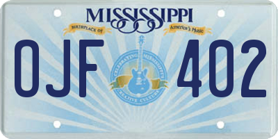 MS license plate OJF402