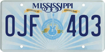 MS license plate OJF403
