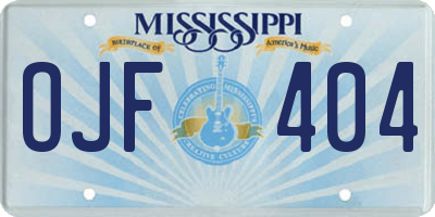 MS license plate OJF404