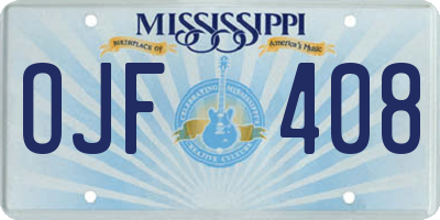 MS license plate OJF408