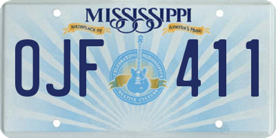 MS license plate OJF411