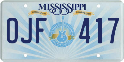MS license plate OJF417