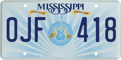 MS license plate OJF418