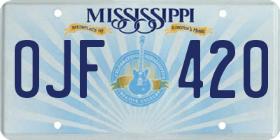 MS license plate OJF420