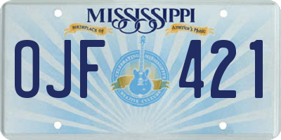 MS license plate OJF421