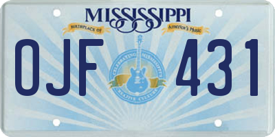 MS license plate OJF431