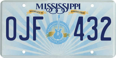 MS license plate OJF432