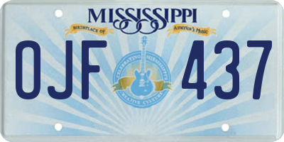 MS license plate OJF437