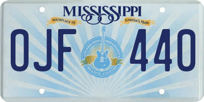 MS license plate OJF440