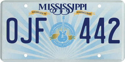 MS license plate OJF442