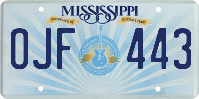 MS license plate OJF443