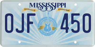 MS license plate OJF450