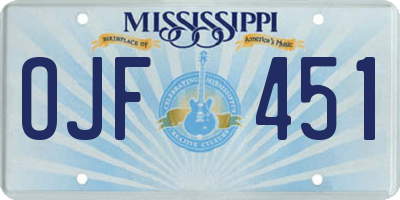 MS license plate OJF451