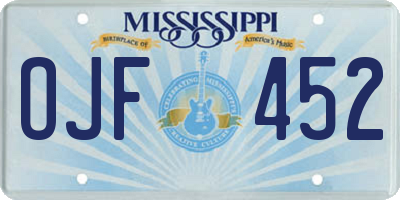 MS license plate OJF452