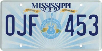 MS license plate OJF453