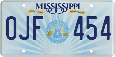 MS license plate OJF454