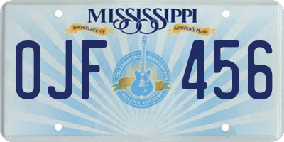 MS license plate OJF456