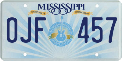 MS license plate OJF457