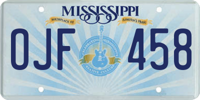 MS license plate OJF458