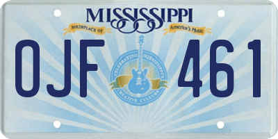 MS license plate OJF461
