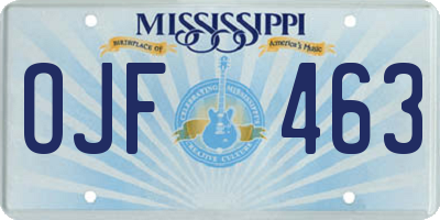 MS license plate OJF463