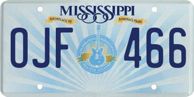 MS license plate OJF466