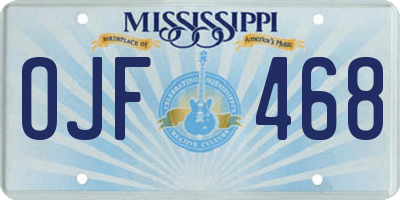 MS license plate OJF468