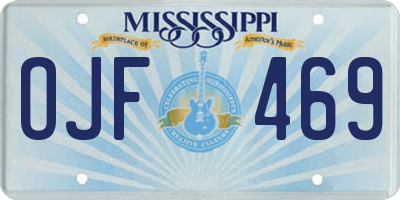 MS license plate OJF469