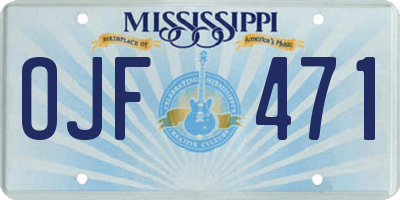 MS license plate OJF471