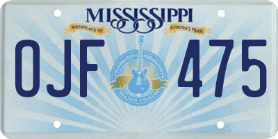 MS license plate OJF475