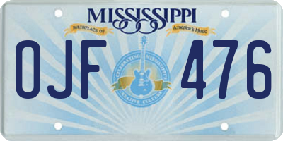 MS license plate OJF476
