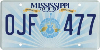 MS license plate OJF477